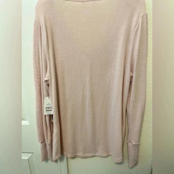 Time and Tru Light pink long sleeve shirt knitted sleeves size L - Picture 2 of 3